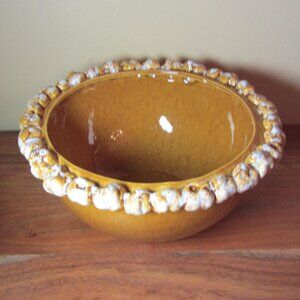 8 + cups Riddell pottery vintage 1954 MCM brown bowl large serving dish (W5091)